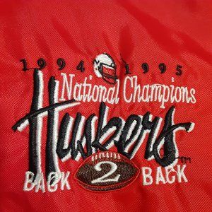 VTG 90's Delong Nebraska Cornhuskers Back To Back National Champs Windbreaker XL